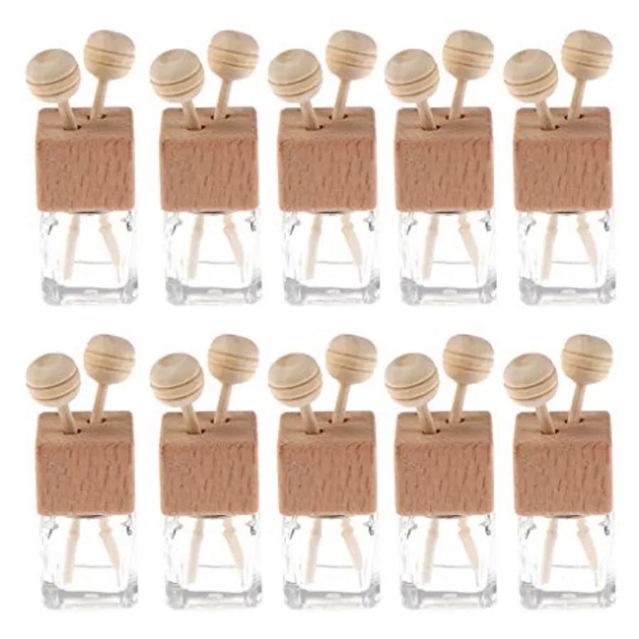 0 Pack, 8ml Clear Glass Car Air Freshener Perfume Clip Diffuser, Empty Essential Oil Perfume Vials Diffuser Vent Outlet, Thick
