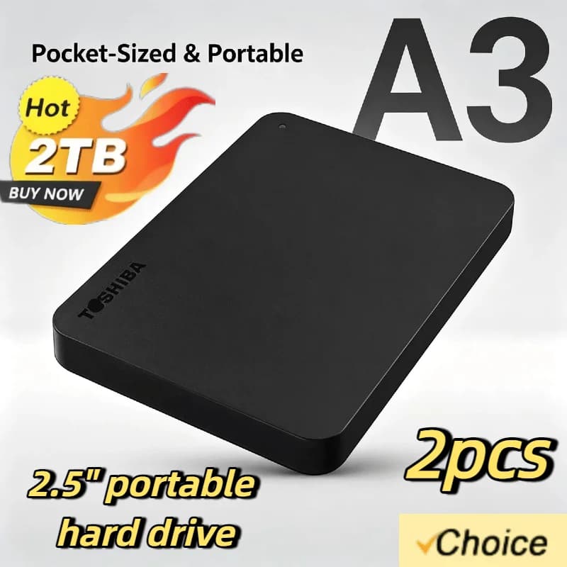 Toshiba For OEM A3 Expansion 2PCS HDD Drive Disk 500GB 1TB 2TB USB3.0 External HDD 2.5 Inch Portable External Hard Disk BOX