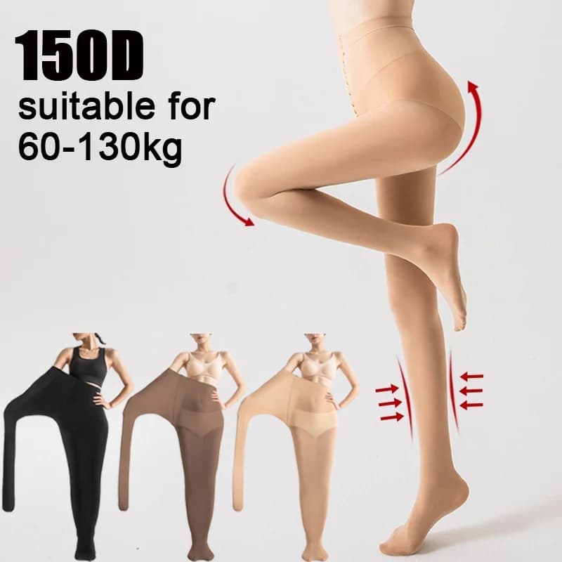150D Calze lucide di grandi dimensioni Donna Collant magici super elastici Seta infrangibile Sexy Sottile Gamba magra Collant morbido lucido