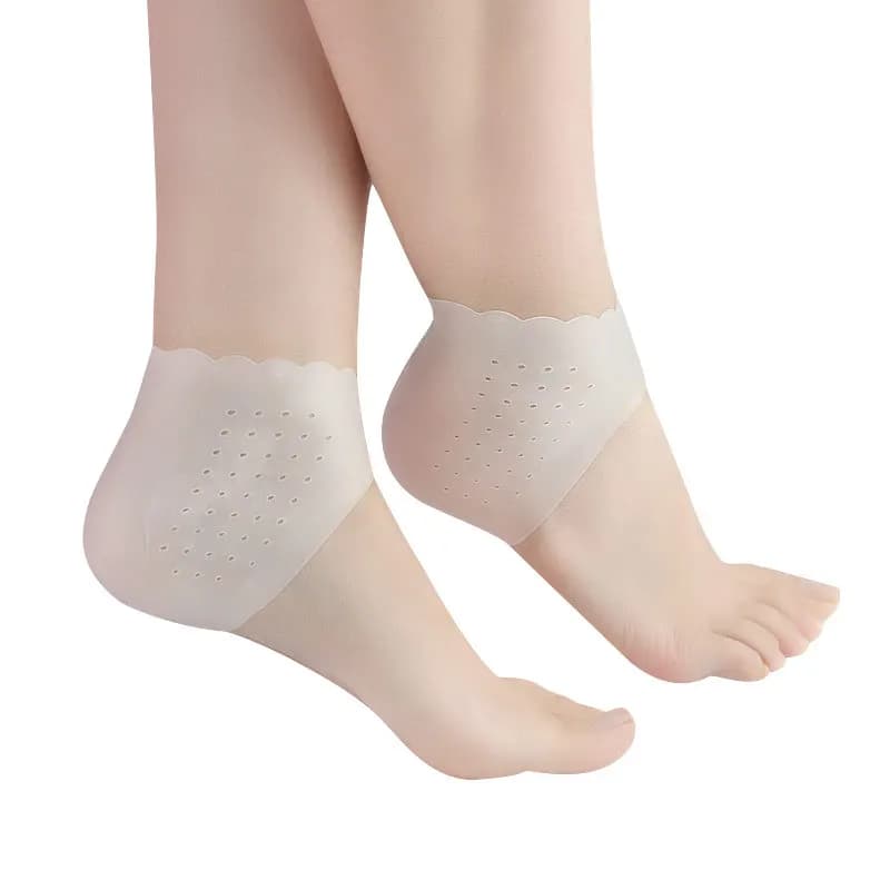 2 pieces socks for foot care silicone gel moisturizing thin socks for heel with hole protections for foot care screpolated heel cover in lace