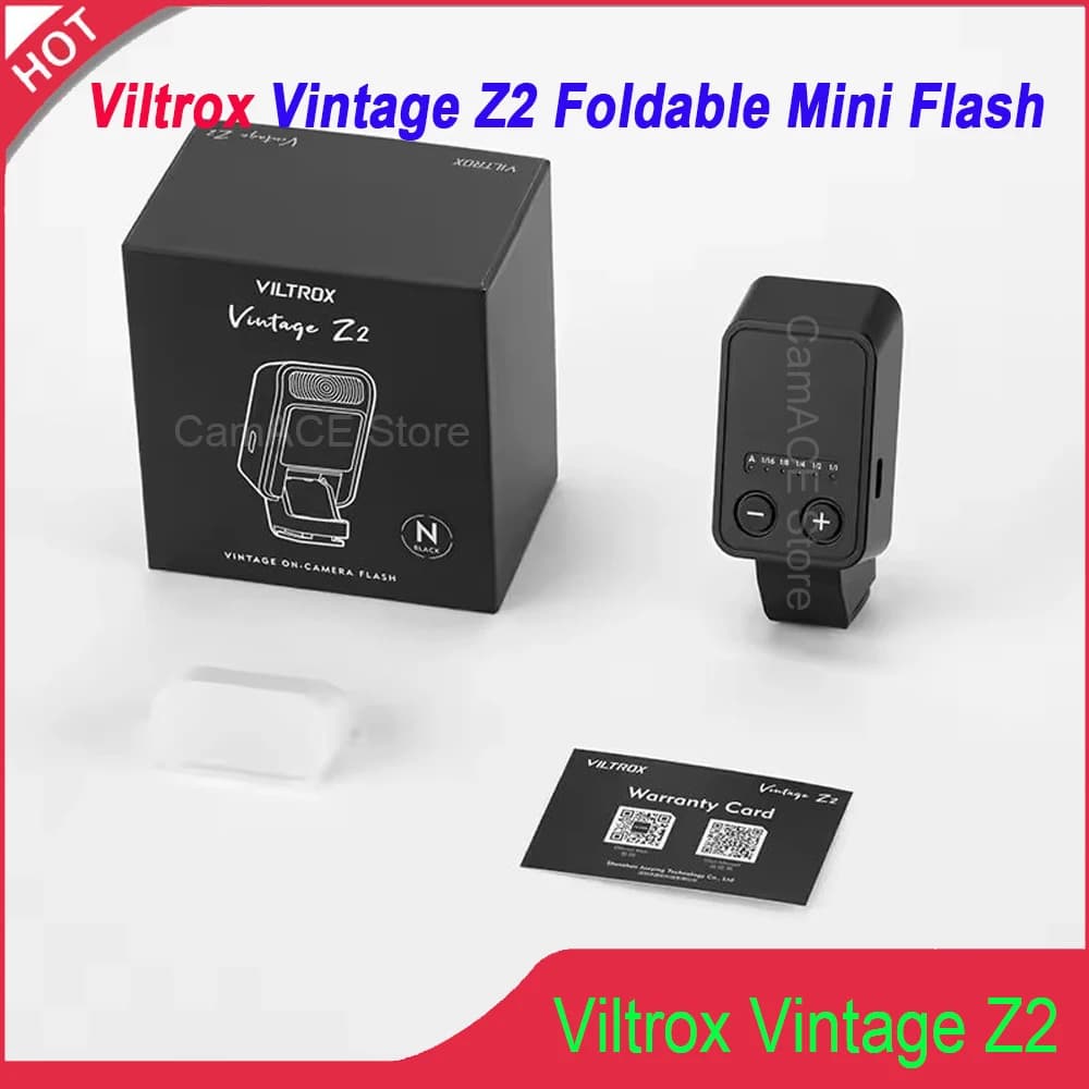 Viltrox Vintage Z2 Flash Mini Pieghevole con Diffusore, Speedlight Hot Shoe, Luce LED On-Camera per Canon Nikon Sony Fuji