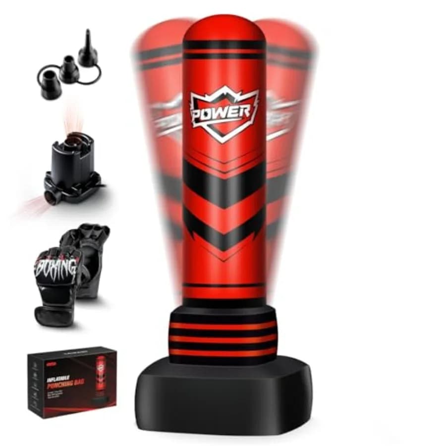 Boxing bag Self-supporting for Adults and Teenagers, 70'''' with Gloves and Pumps, for Men and Women, Improved Version