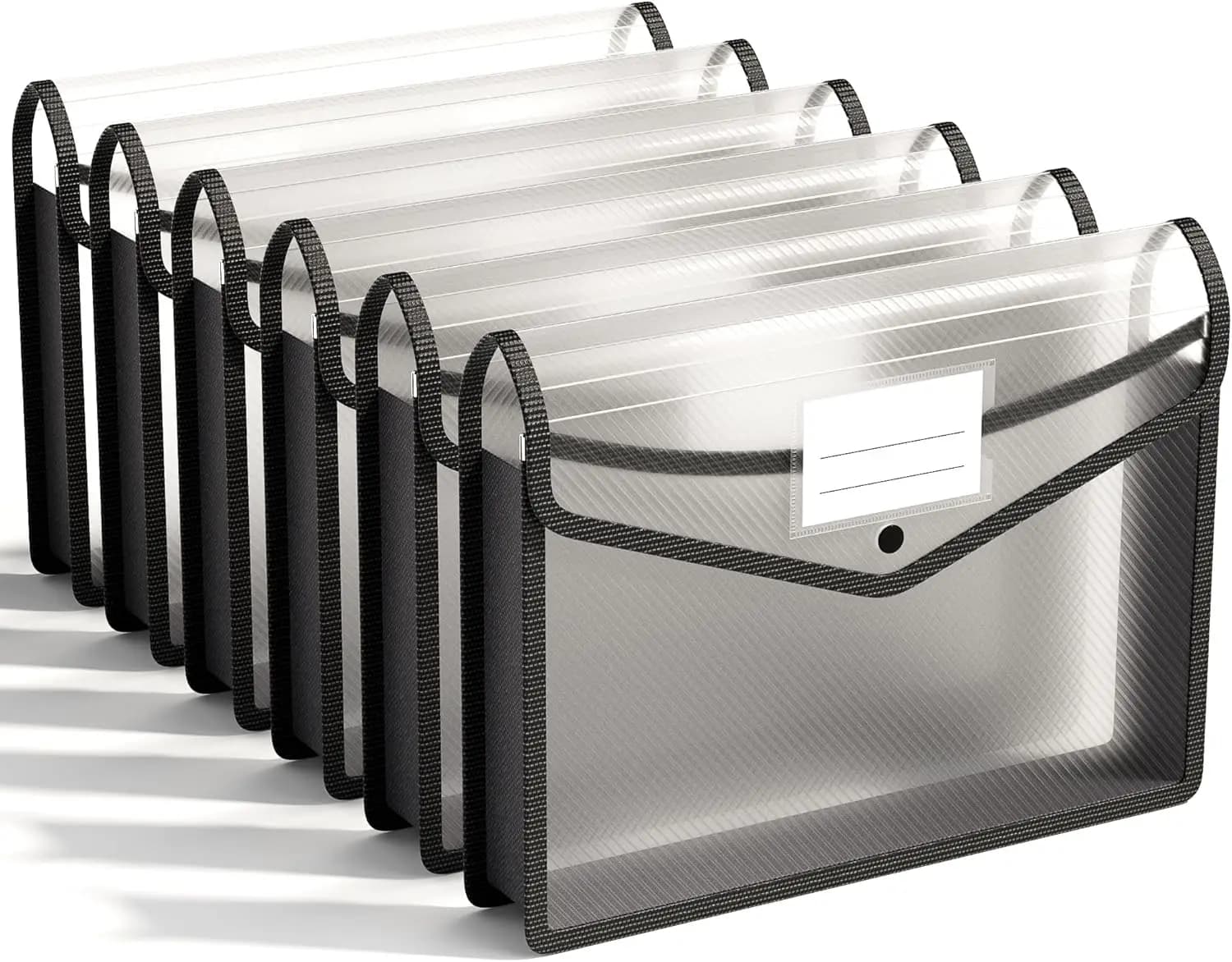 Confezione da 6 cartelle espandibili in plastica, cartelle per documenti con chiusura a scatto, buste per documenti di grande capacità, adatte per Letter/Lettere