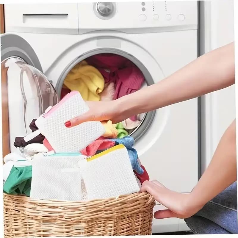 1/3 sacchetti per sapone da bucato quadrati casuali – Rete in tessuto riutilizzabile e lavabile per lavatrice