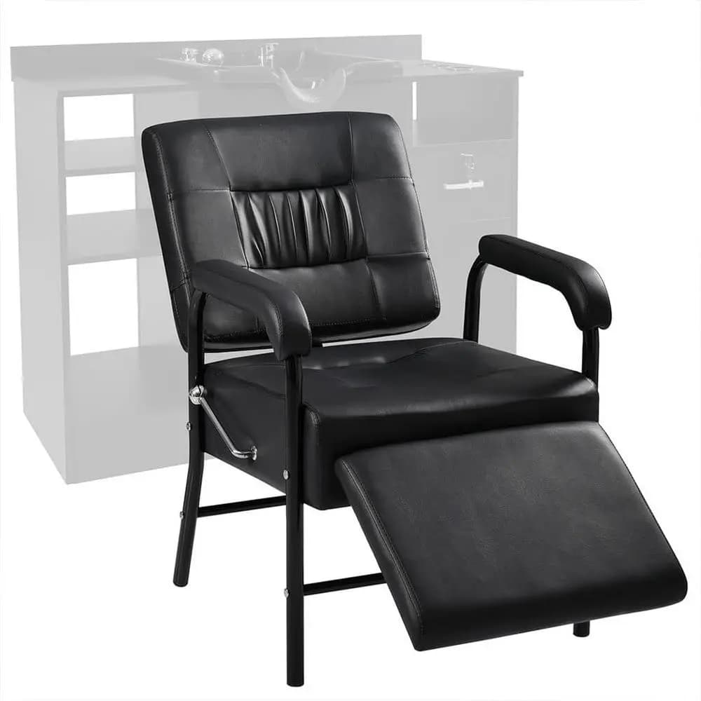 Sturdy Hair Washing Chair with Footrest and Plush Cushions, Reclining Design for Home or Salon Use