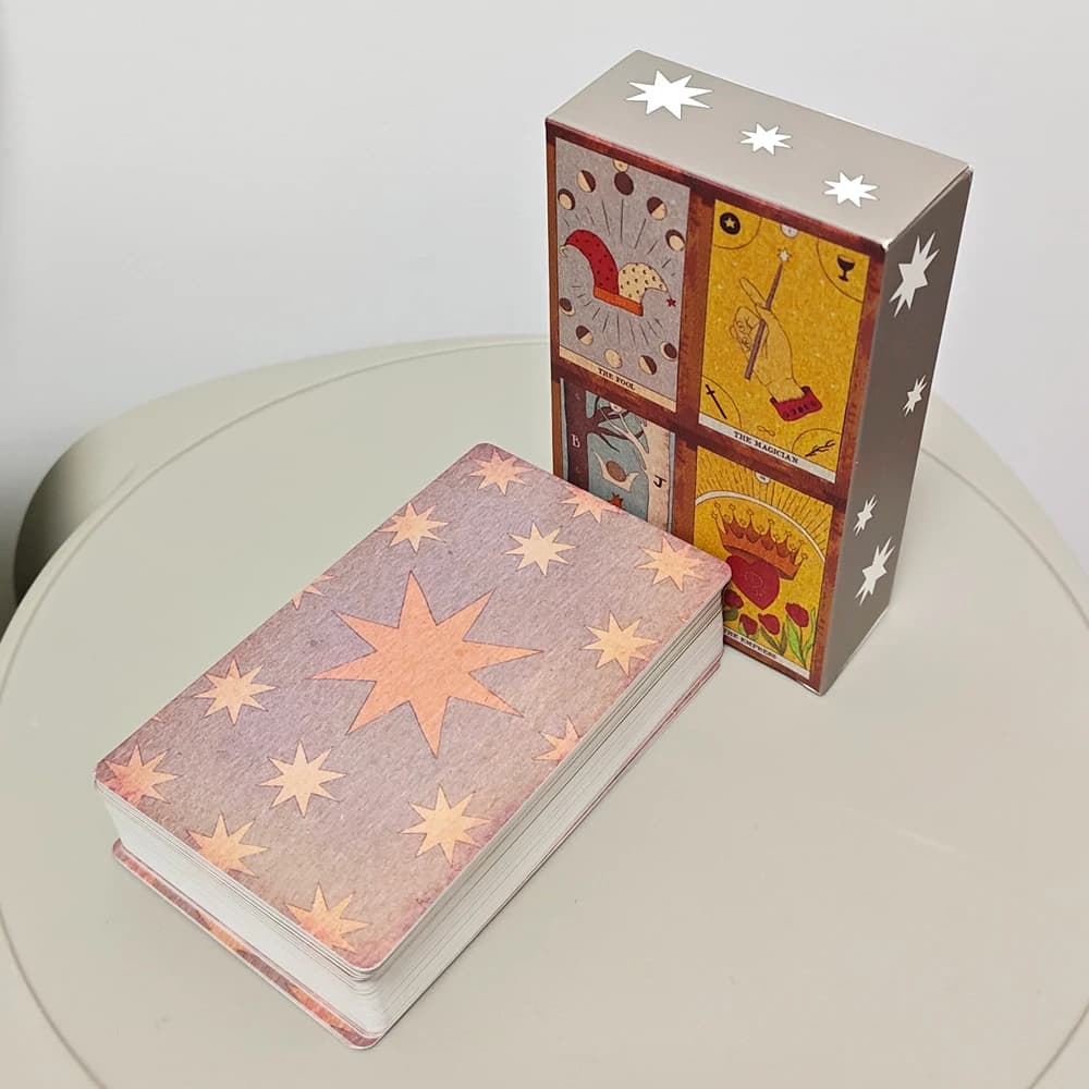 Mazzo di tarocchi Moon Magic 78 pezzi di carte dei tarocchi uniche 12 * 7 cm in stile vintage stampato su cartoncino doppio goffrato da 350 g/m2