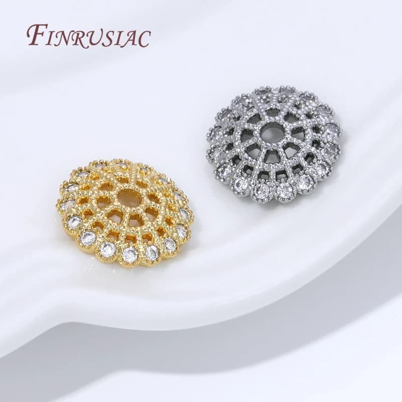 13 mm gold plated brass beads caps for jewelry creation, round beads for bracelet accessories, DIY components