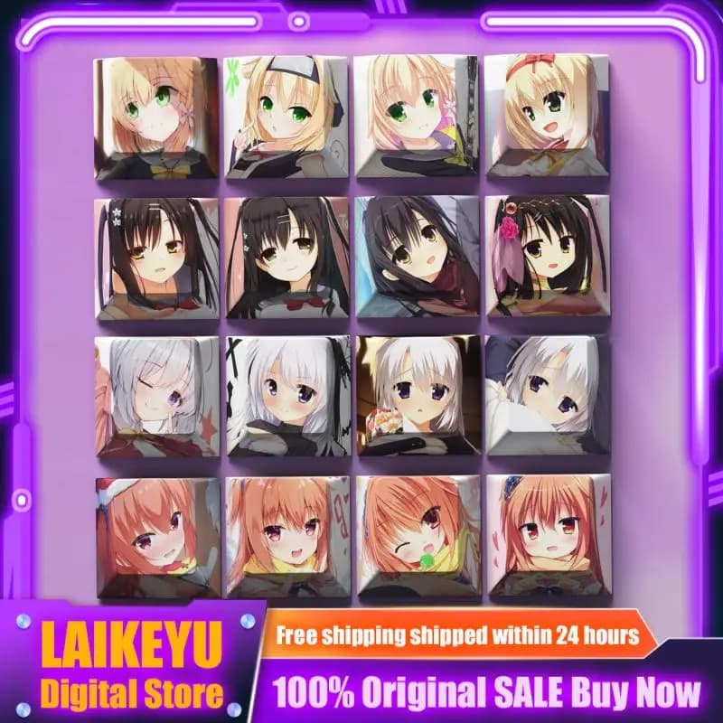 Witch'S Night Banquet Cute Anime Theme Keycaps Pbt Material Mechanical Keyboard Pc Game Keyboard Collect Custom Keycaps Gifts