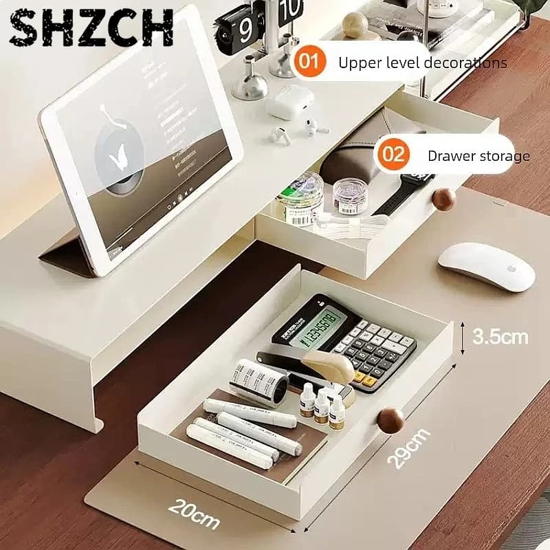 Desktop Monitor Riser with Drawer Multifunctional Computer Stand Desk Organizer