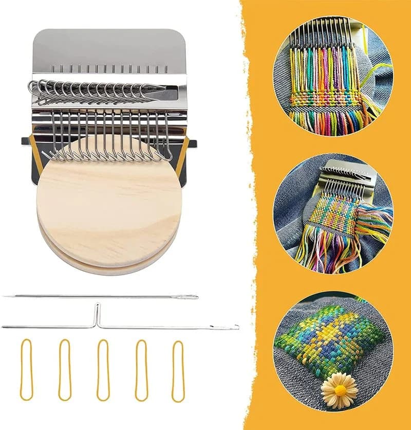 Mini Loom Machine Speedweave Darning Loom Small Weaving Loom Kit Darning Tool DIY Darning Machine Weaving Mending Repair Tool