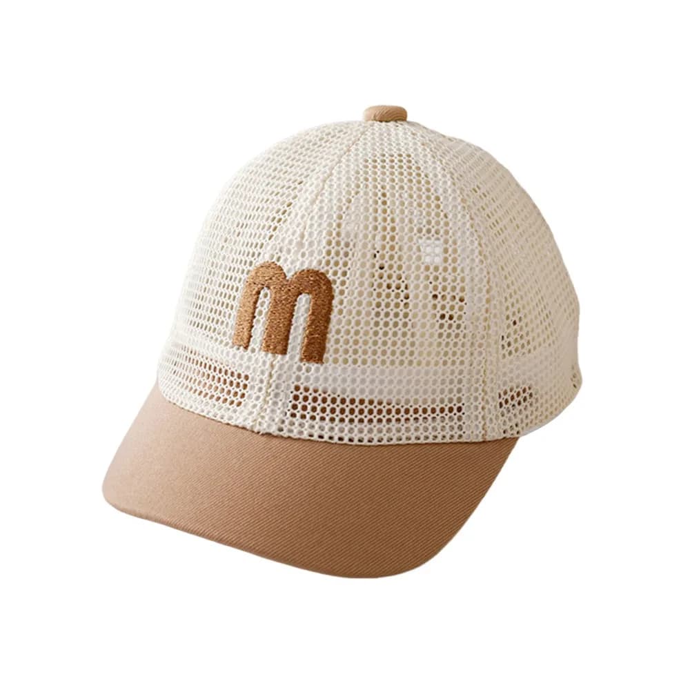 Cappellino da Baseball in Rete con Ricamo a Lettere, Protezione Solare Traspirante, Visiera Parasole per Bambini, Cappelli con Visiera per Ragazzi e Ragazze