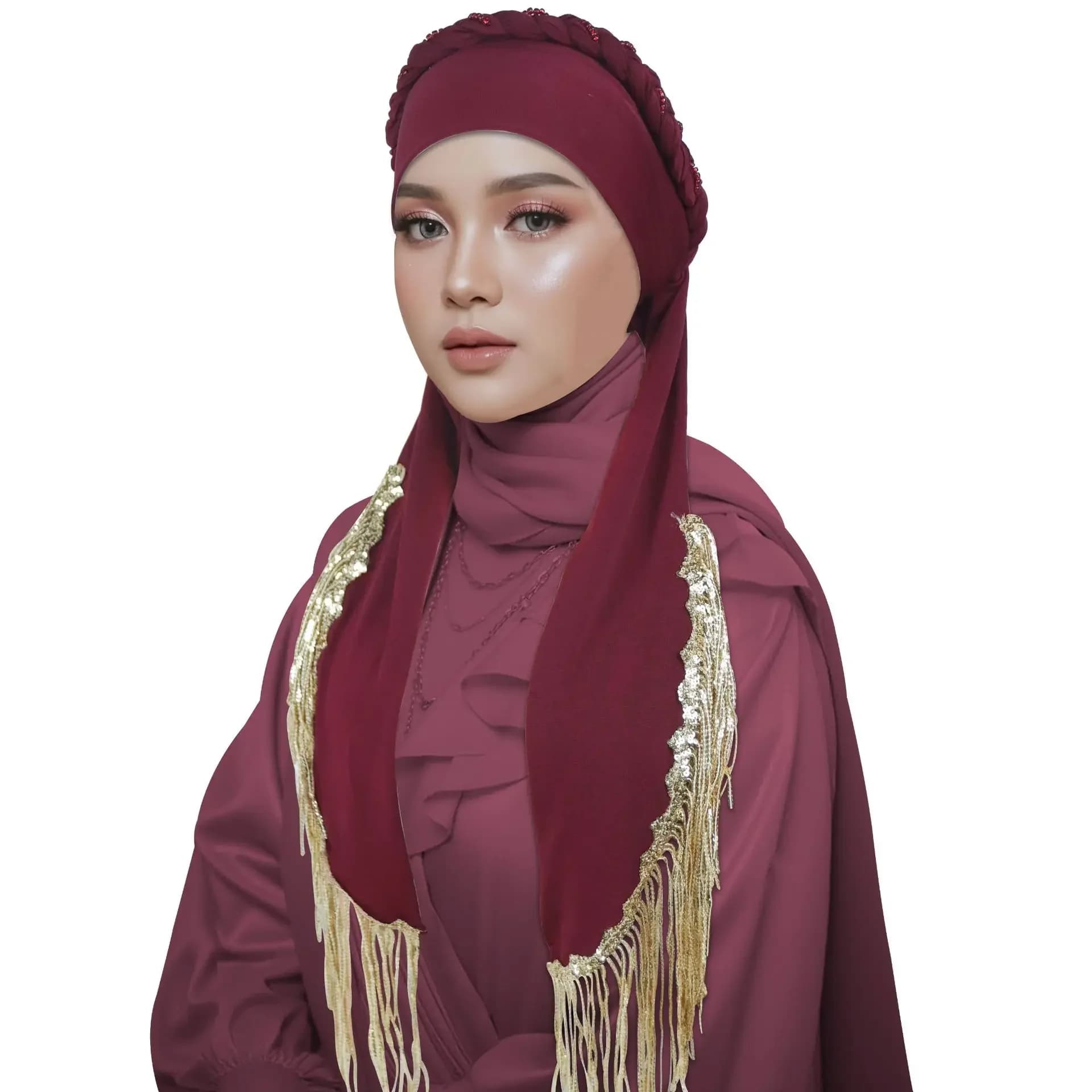 Muslim Hijab Tassel Beads Braids Turban Women Chemo Cap Long Tail Head Wrap Bandanas Bonnet Headband Headscarf Hair Loss Hat New