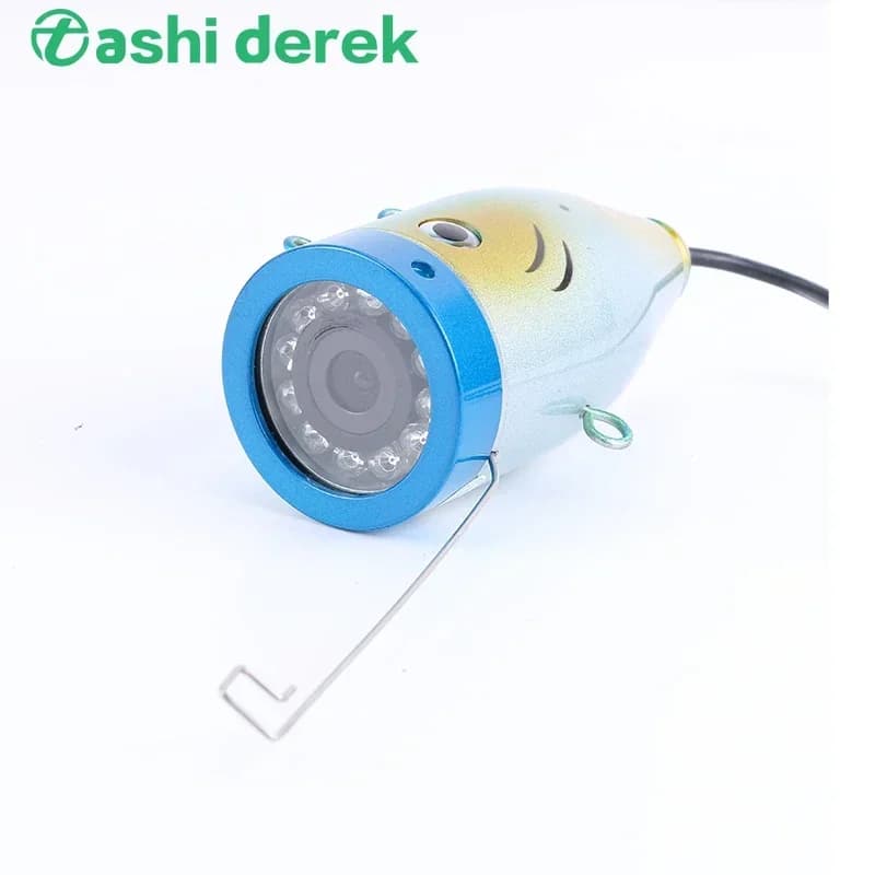 fotocamera a forma di pesce dal design speciale per la pesca subacquea, 12 luci bianche per visione notturna IP68 impermeabile cavo 15/30/50 m opzionale