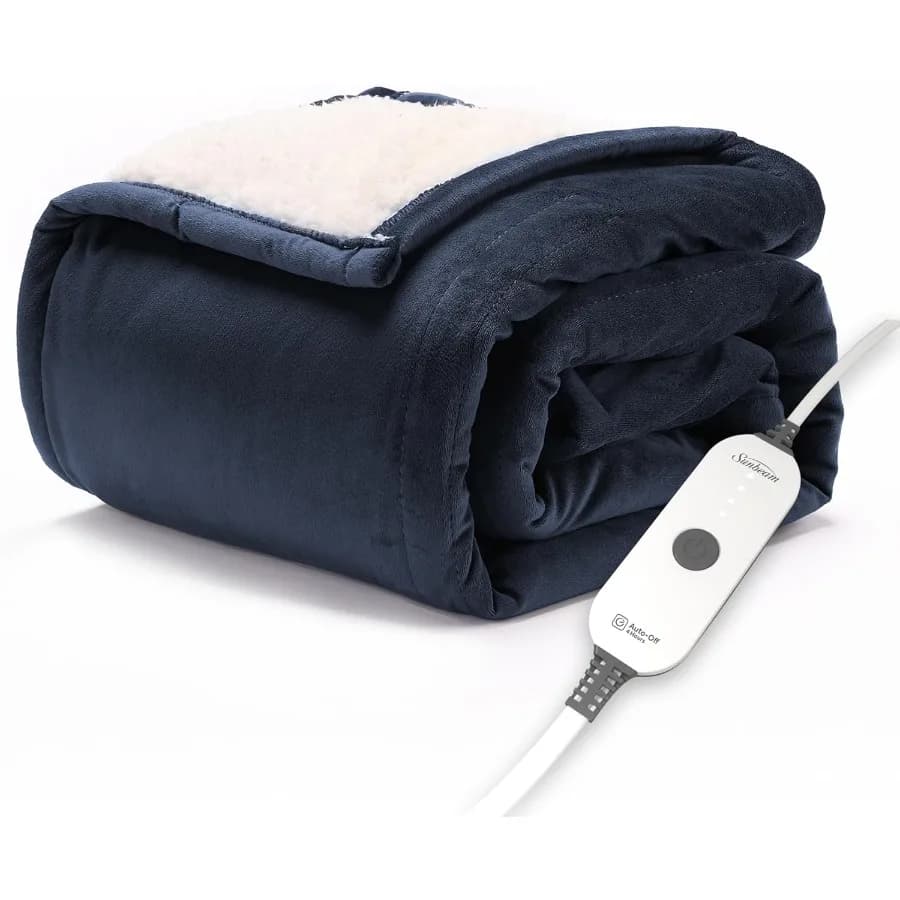 Royal Mink Sherpa Admiral Coperta/coperta personale riscaldata blu Accogliente e calda impostazioni di calore regolabili