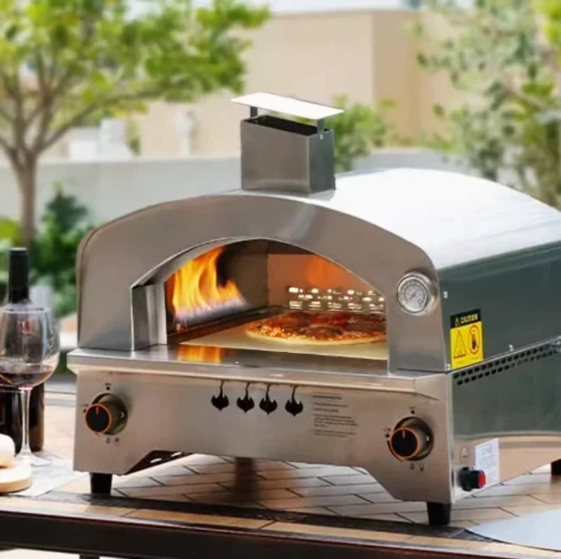 Forno a gas da esterno con pietra rotante automatica Forno per pizza a propano portatile da 14 pollici
