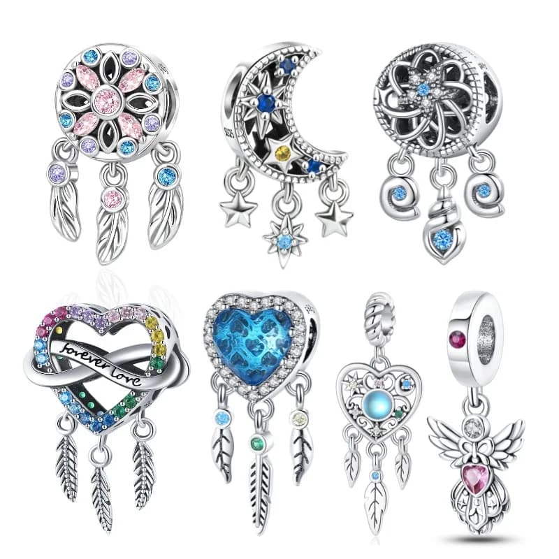 925 Sterling Silver Dreamcatcher Pendant With Stars, Moon, And Tassel, Suitable For Diy Bracelet & Necklace Making Jewelry Gift