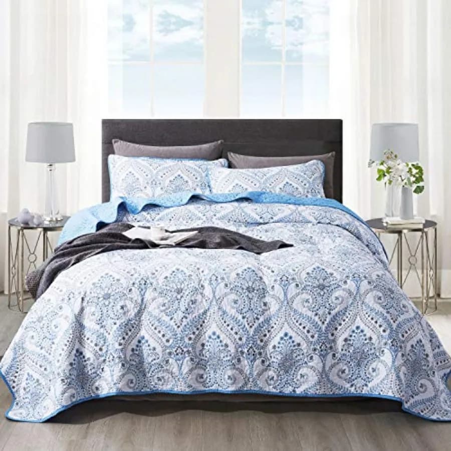 Set Copriletto in Cotone - Set Coperta Reversibile Patchwork con Motivi e Dimensioni Variabili