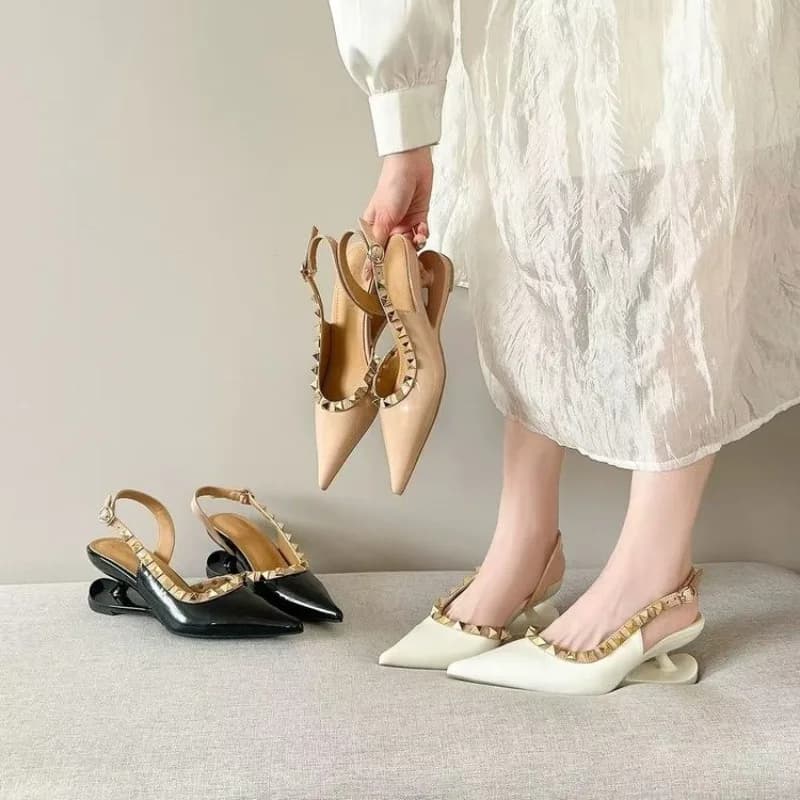 Sandali da Donna con Punta Affusolata 2026 Nuova Collezione Estiva Scarpe Mary Jane con Tacco Irregolare