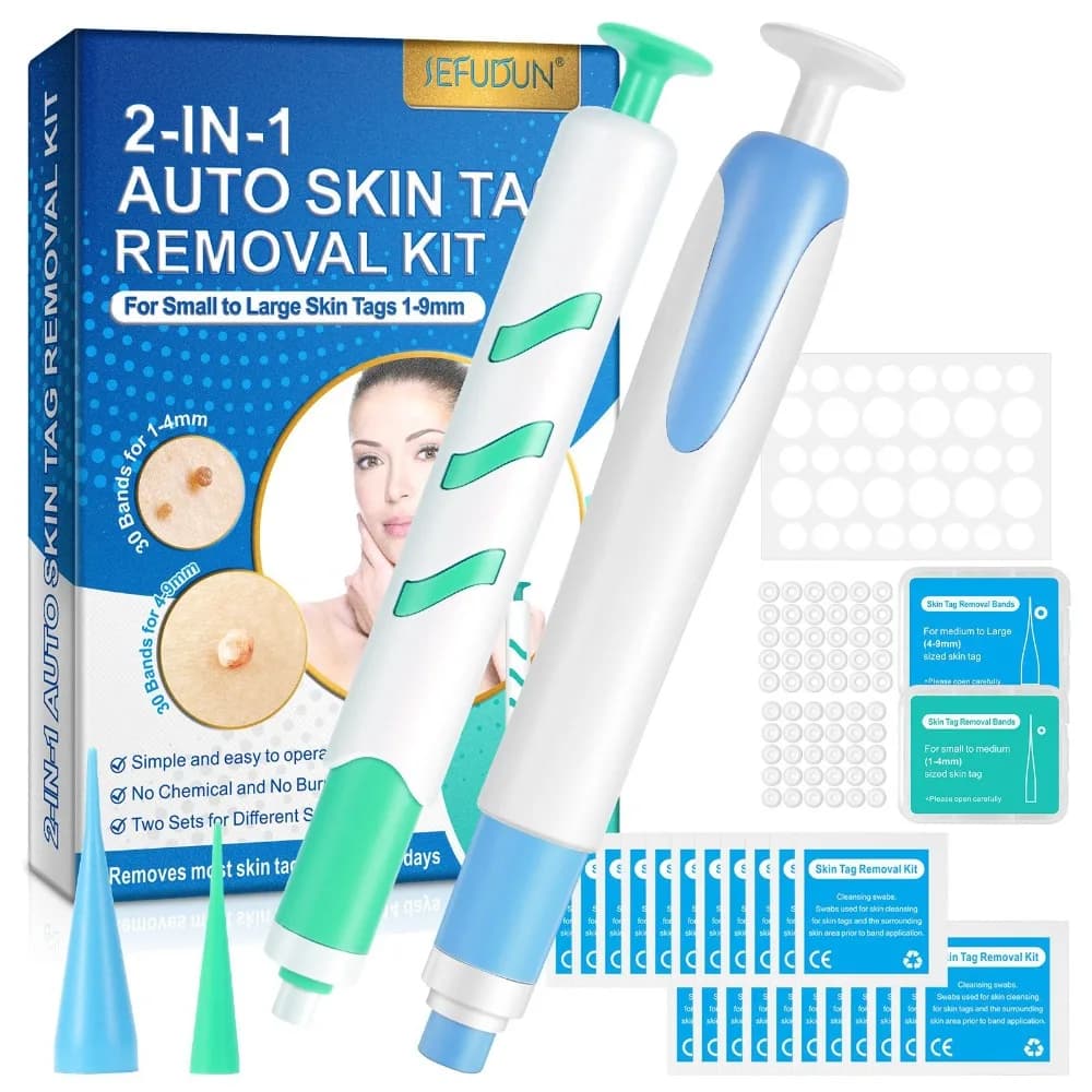 2-IN-1 Kit di strumenti per la rimozione automatica delle etichette della pelle Indolore talpa Acne Penna per la rimozione delle verruche Corpo Verruca Dot Trattamento Rimozione Strumenti per la cura della pelle del viso
