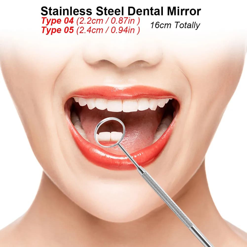 1/5 pieces stainless steel dental mirror 16 cm tool for oral hygiene dental dentist teeth whitening clean inspection mirror for mouth