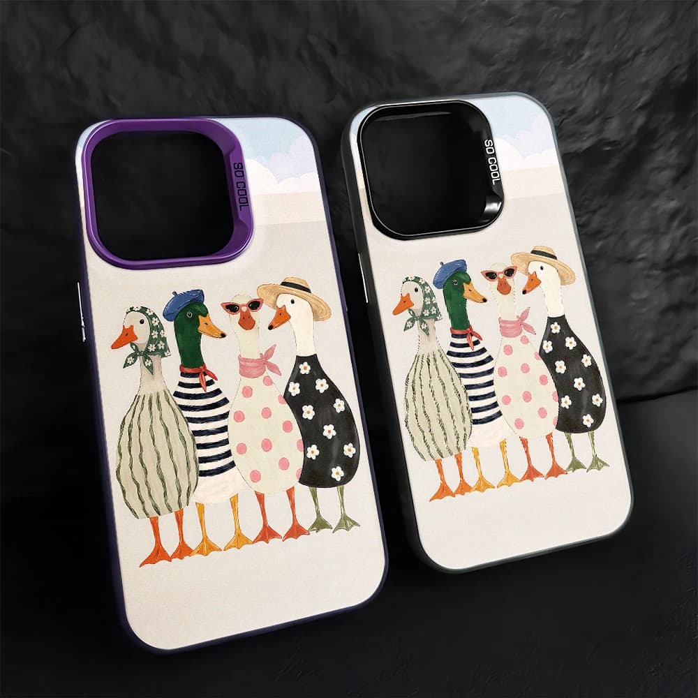 Duck Cartoon Cute Art Lovely Popular Dreamy Girls For iPhone 16 15 17 14 13 12 11 Pro Max Plus Air Hard PC Stylish Phone Case