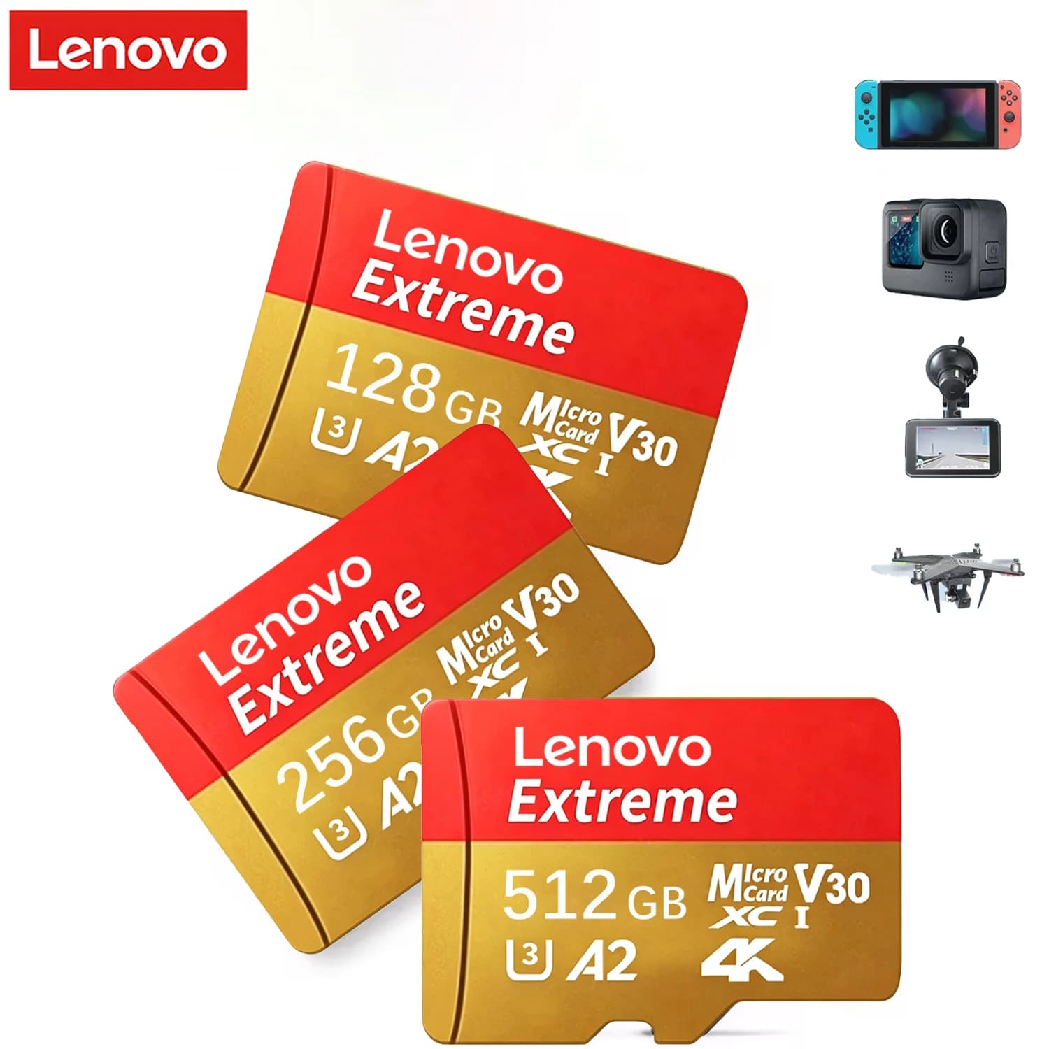 Lenovo New Memory Card 128GB 256GB 512GB Mini SD Card U3 V30 Micro SD Card High Speed Cartao De Memoria For Xiaomi Phone Camera