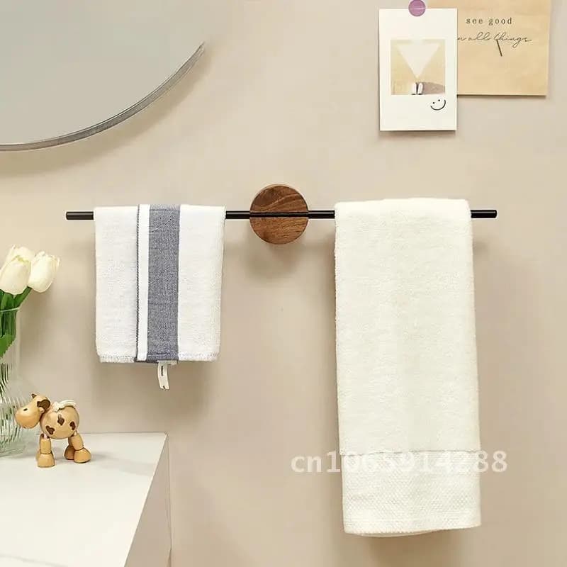 Portasciugamani da bagno Portasciugamani in acciaio inossidabile 304 Porta asciugamani in legno artistico con mensola a muro singola