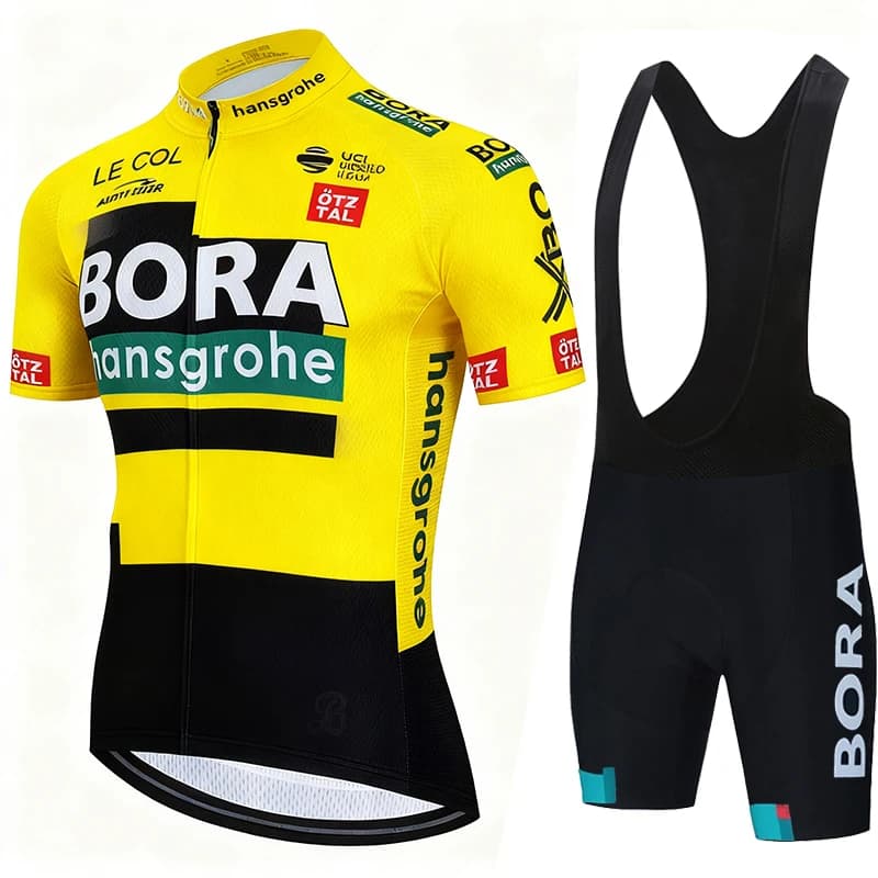 Pantaloncini da Ciclismo per Uomo UCI BORA, Abbigliamento da Montagna, Maglie, Giacche, Set Completo con Bretelle e Pantaloni