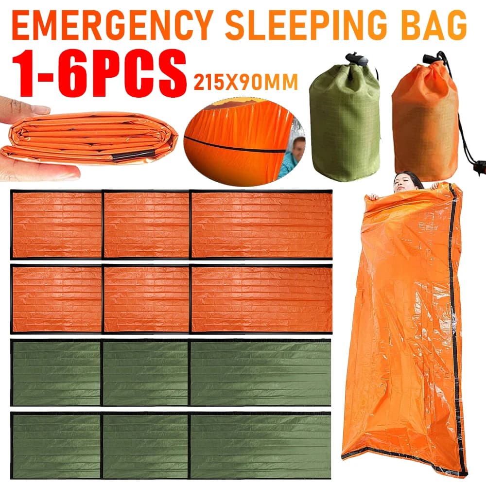 1-6PCS Emergency Survival Fur Bag for Outdoor Thermal Waterproof First Aid Rescue Cover Insulating Camping Survival Cover