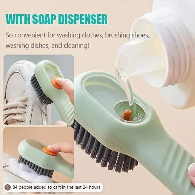 Multifunctional Liquid Adding Shoe Brush Soft Bristle Press Detergent Scrubber for Sneakers Clothes Household Laundry Cleaning