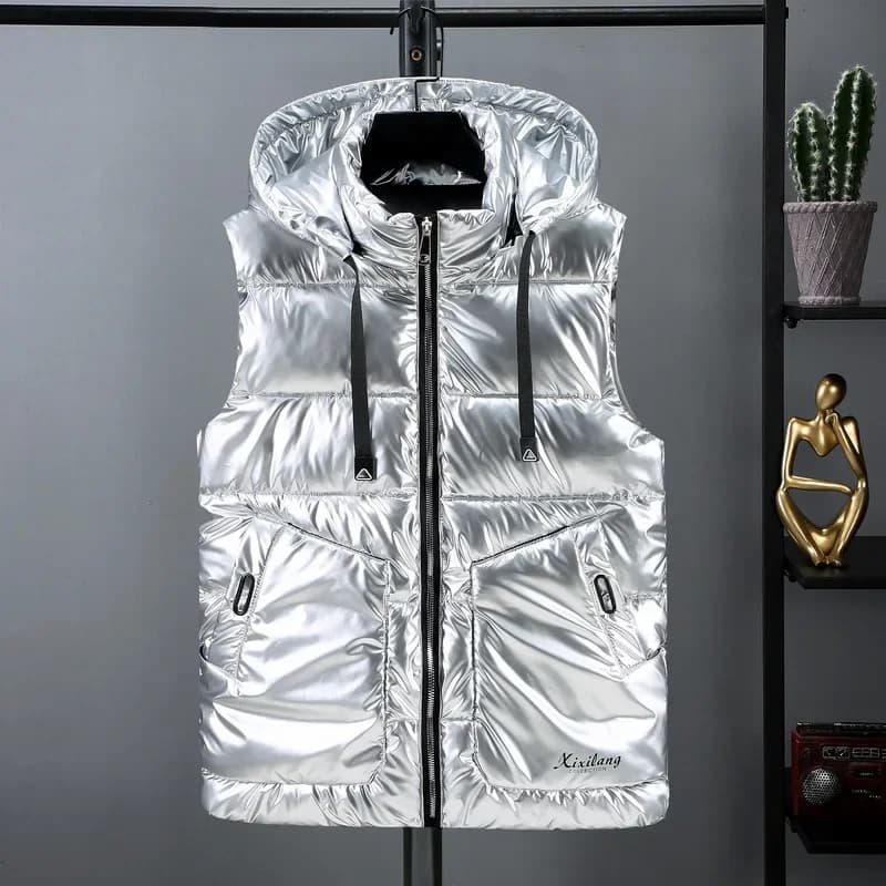 Gilet invernali da uomo con cappuccio 2022 New Short Bright Color Vest giacca imbottita in cotone senza maniche coppie femminili gilet invernale gilet