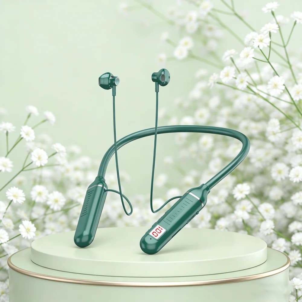 HIFI Sports Headphones with Column Clasp, Bluetooth Gaming Headphones with Battery LED Display, Wireless Microphone, TWS Stereo, TF Board Support