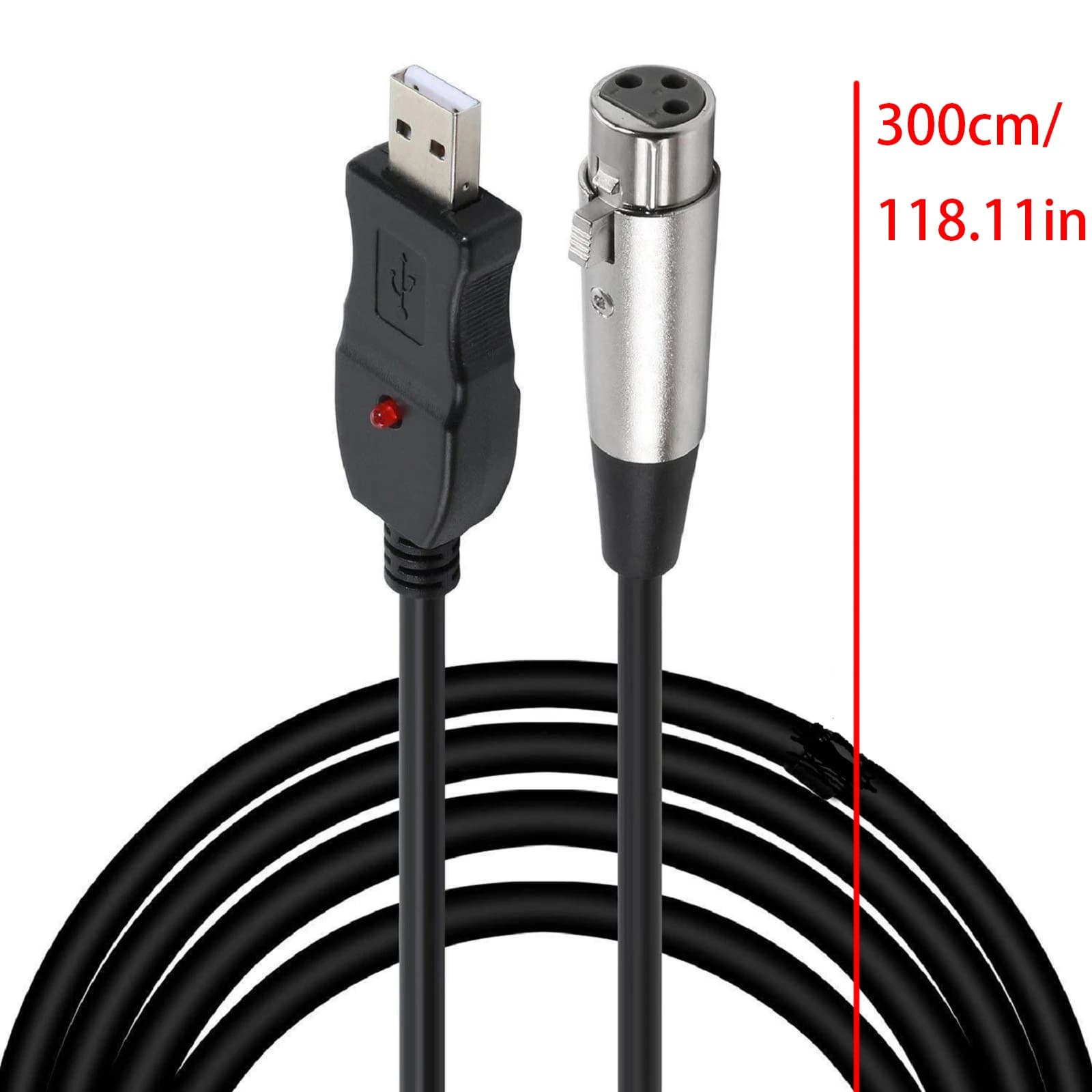 Cavo di collegamento per microfono USB da 3 M Cavo di collegamento per microfono USB maschio a XLR femmina a 3 pin Collegare il cavo del computer Cavo audio plug & play