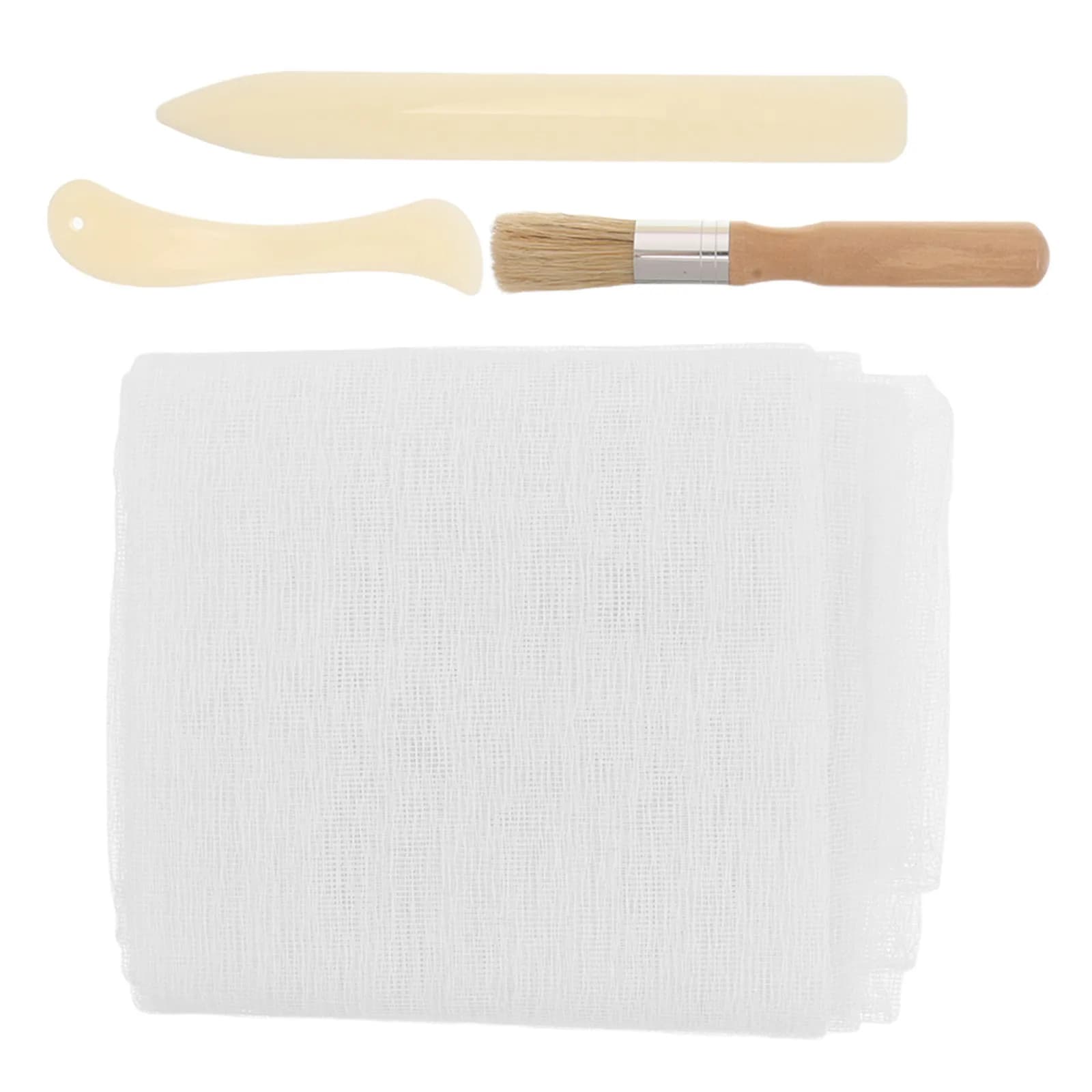 1Set Cotton Gauze Sewing Kit Unbleached Fabric Bone Folder Paper Creaser Fabric Glue Brush Book Binding Repair Document