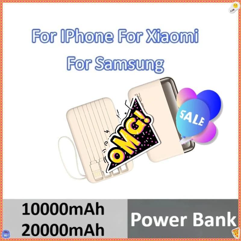 Display digitale intelligente a ricarica rapida con quattro cavi integrati per iPhone per Xiaomi per Samsung 10000mAh 20000mAh Power Bank