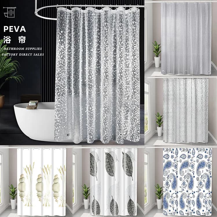 Tenda da doccia PEVA stampata in 3D, addensata, impermeabile e antimuffa, bagno, bagno, bagno, divisorio con gancio