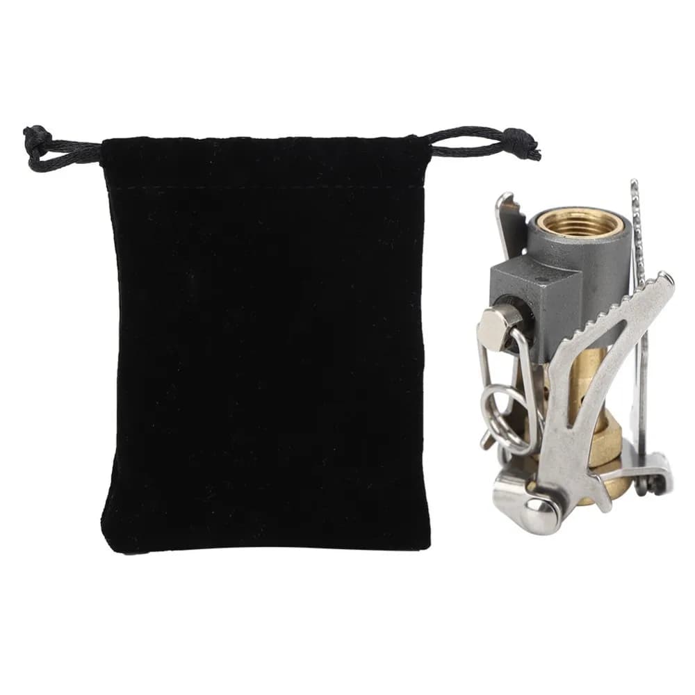 Ultralight and Durable Camping Stove, Mini Grey Folding Gas Stove for Hiking