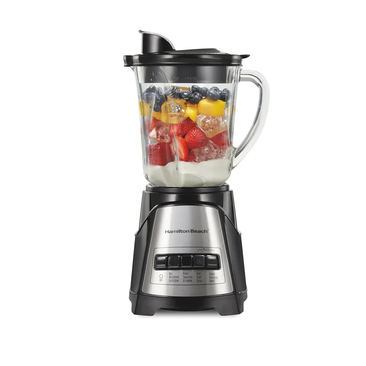 Powerful 700W blender with 40oz glass cap, 12 Functions for Frullati and Tritaghiaccio - Black