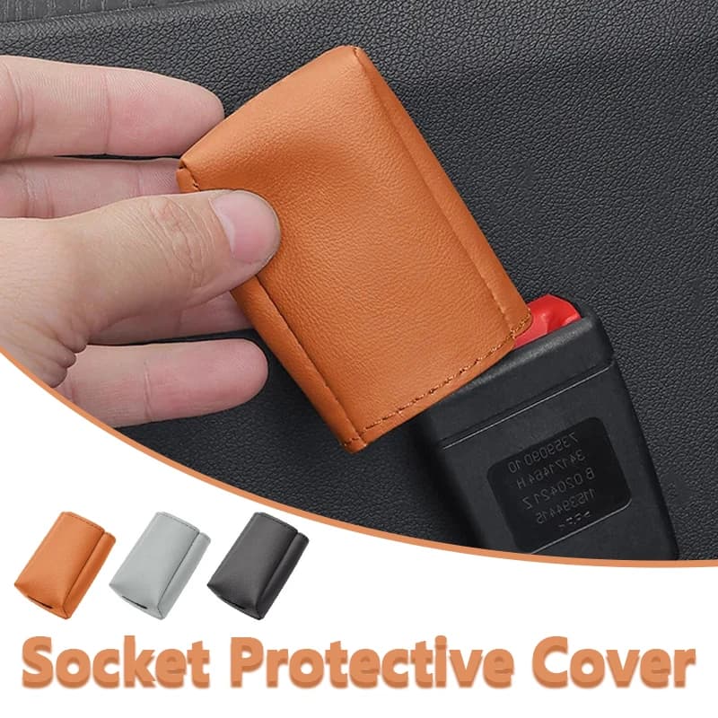 Car Seat Belt Socket Protective Cover Leather Decorative Protective Cover Auto Interior Accessories