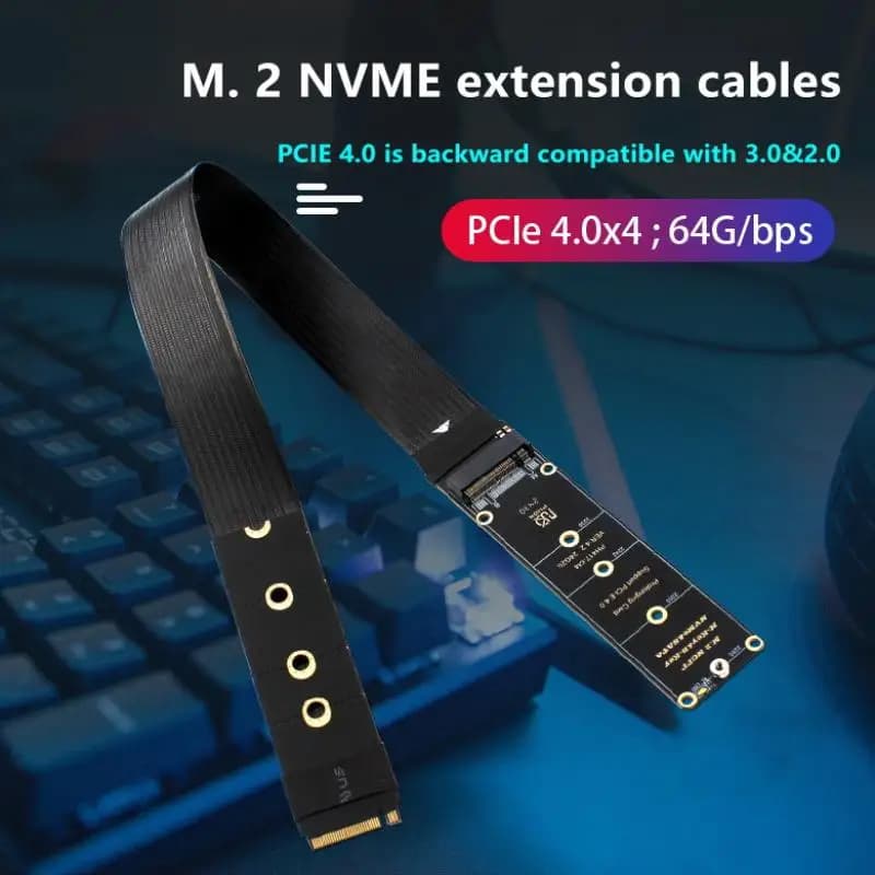 1 set di schede riser PCIe 4.0 M.2 NVMe – cavo di prolunga M-Key per SSD 2230/2242/2260/2280 (compatibile con PCIe e SATA)