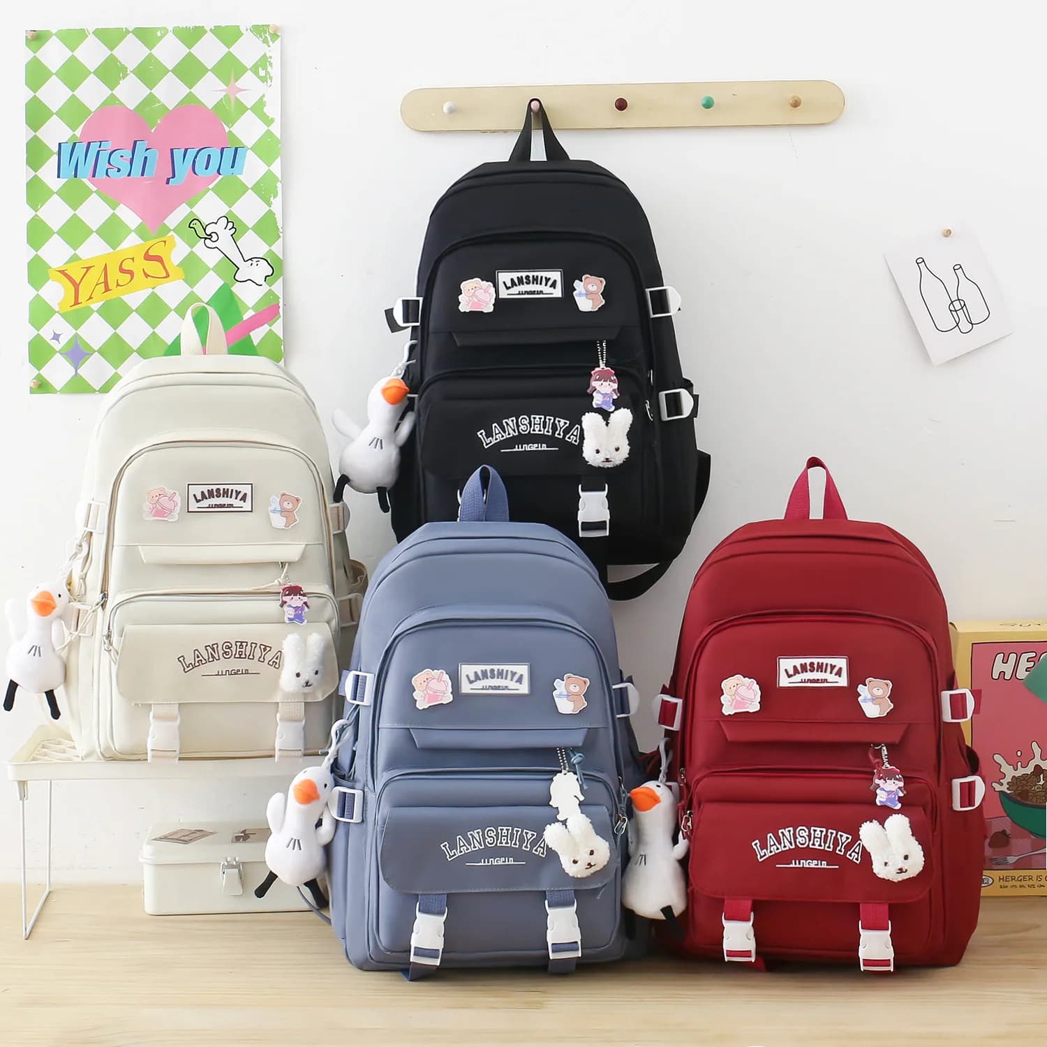 Zaino alla moda Borsa da scuola per bambini Scuola elementare Borsa da scuola media per bambini Zaino per il tempo libero Set da 5 pezzi