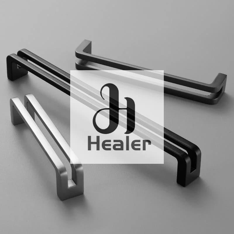 Maniglie per mobili nordici Maniglie per mobili da cucina spazzolate grigio nero Maniglia per armadi e cassetti Manopole Hardware per accessori da cucina