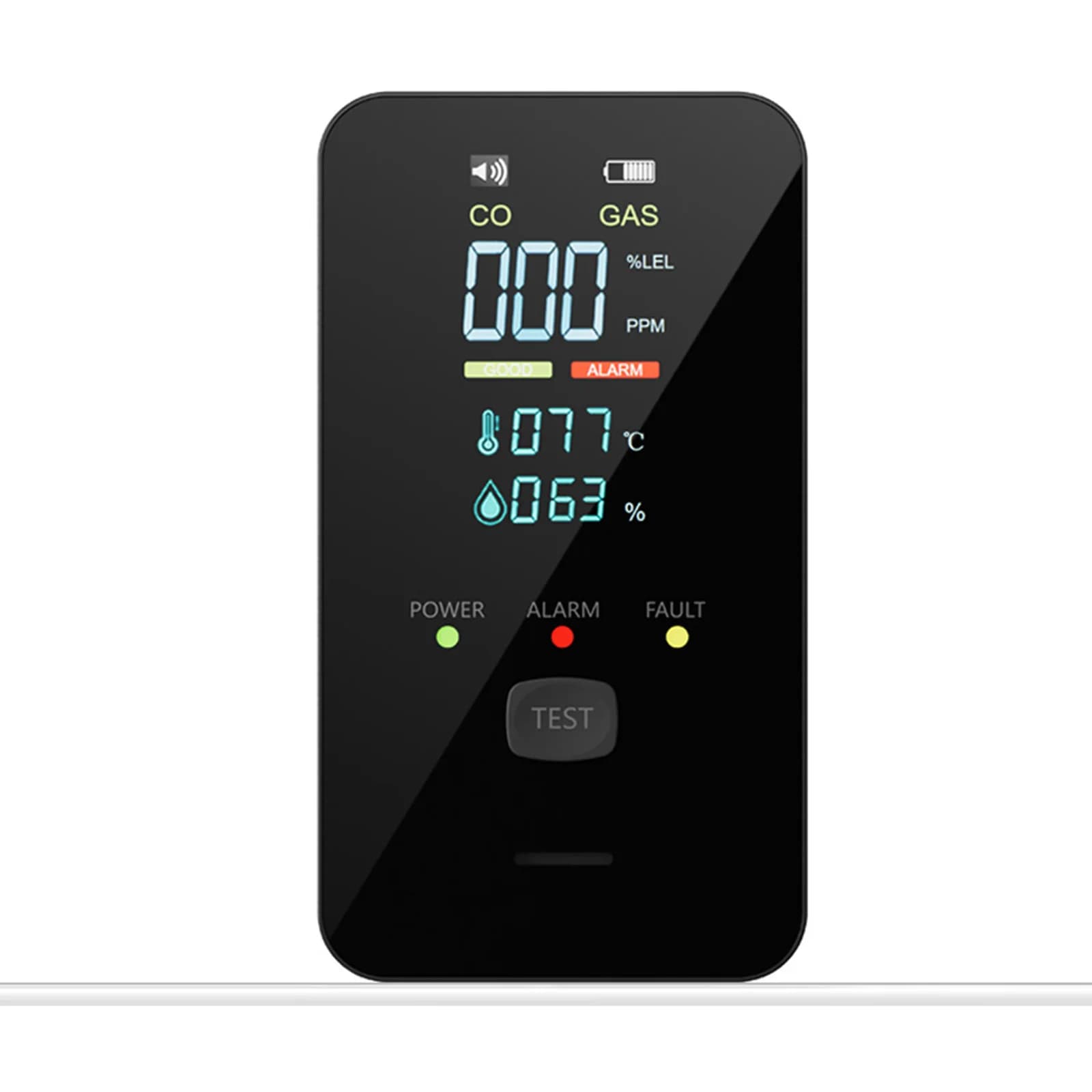 4-in-1 Portable Carbon Monoxide Alarm with Digital Display Plug-in Temperature and Humidity Monitor CO Detector for Indoor Use