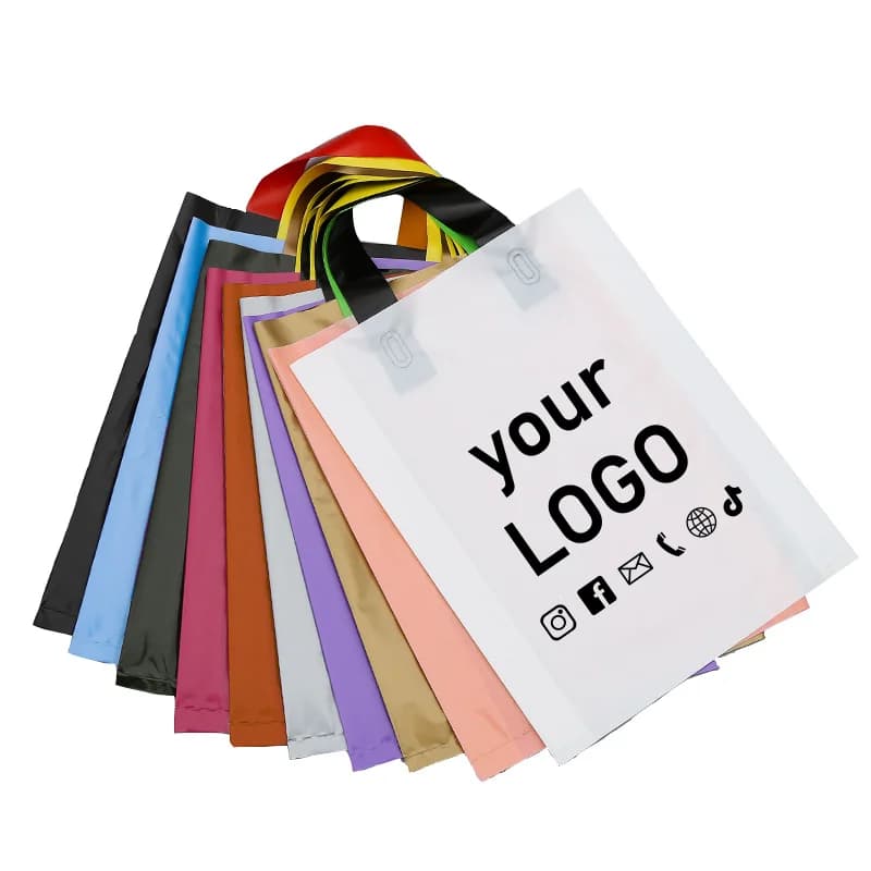 50 sacchetti per la spesa del supermercato, negozi di abbigliamento, sacchetti di plastica, sacchetti pubblicitari personalizzati, sacchetti regalo per feste, logo stampato personalizzato