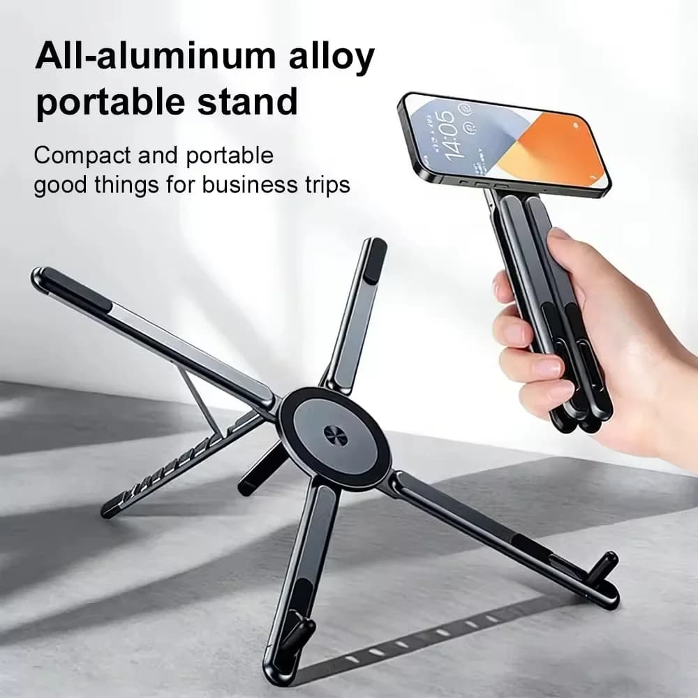 Foldable Tripod Stand Magnetic Phone Stand Holder Laptop Desktop Bracket Portable Phone Mount for iPhone iPad Tablet Laptop PC