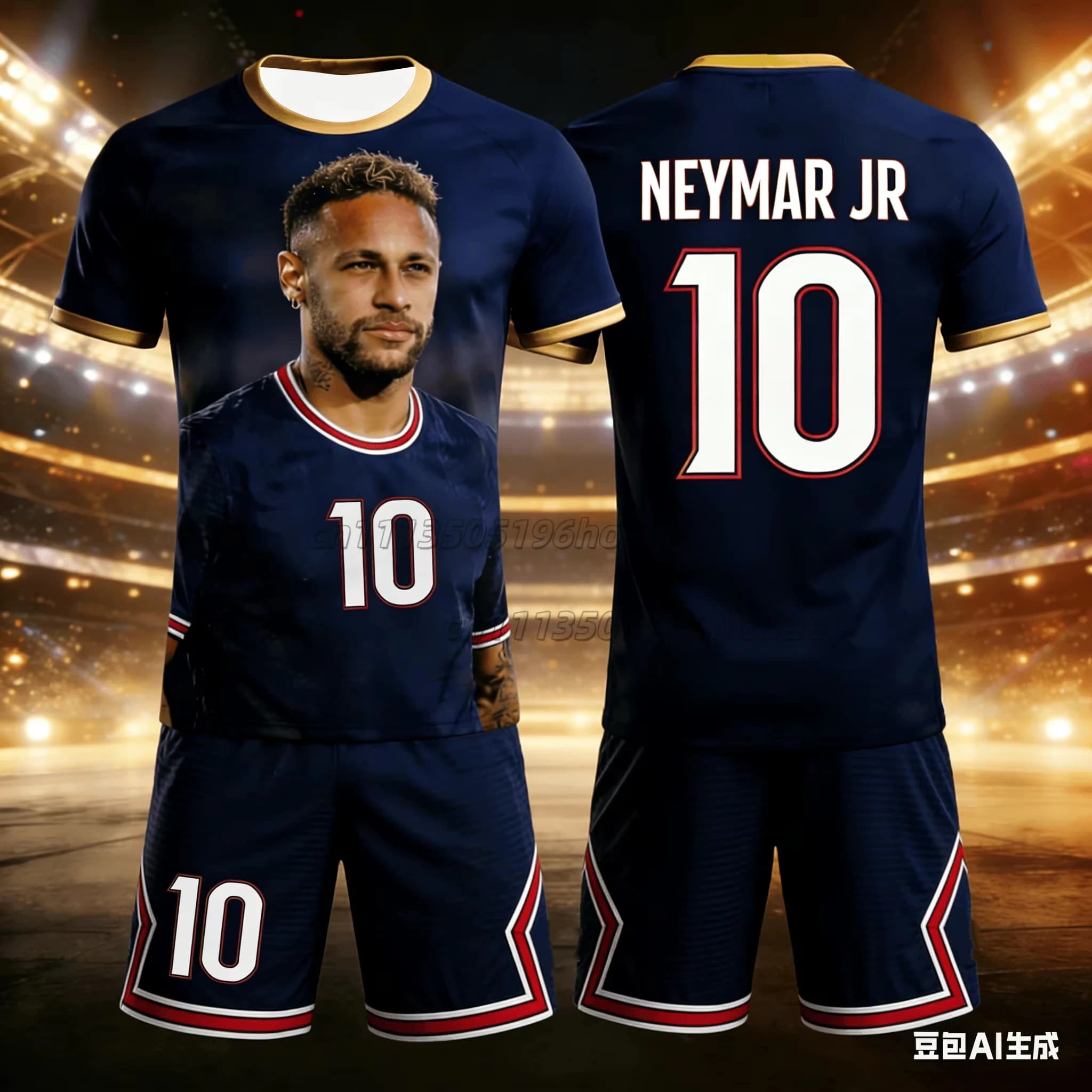 Summer New Style # Neymar No.10 # Men's and Women's T-shirt Shorts Football Sports Set Loose Quick Drying Casual Set Kidst