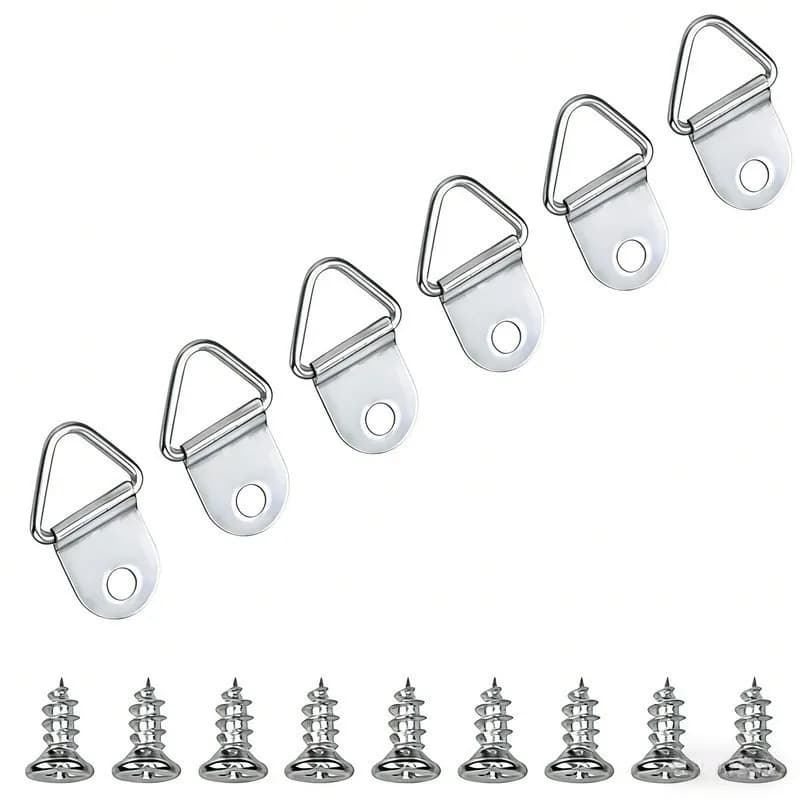 22Pcs Silver Rings with 22 Screws, Sturdy Metal for Picture Frame Art Painting Craft Decor