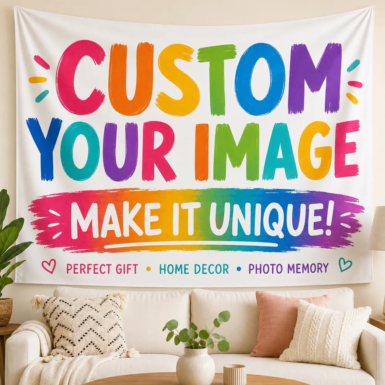 Custom Photo Tapestry, Custom Wall Hanging with Your Own Image, Room Decoration Wall Cloth, Party Bedroom Living Room Backdrop, Birthday Wedding Anniversary Christmas Halloween Gift