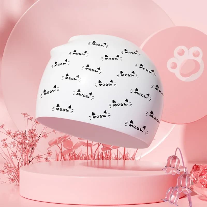 Swim headphones for women swimming headphones for long hair size swimming headphones with cartoon print cute swim headphones in Silicone soft pool accessories