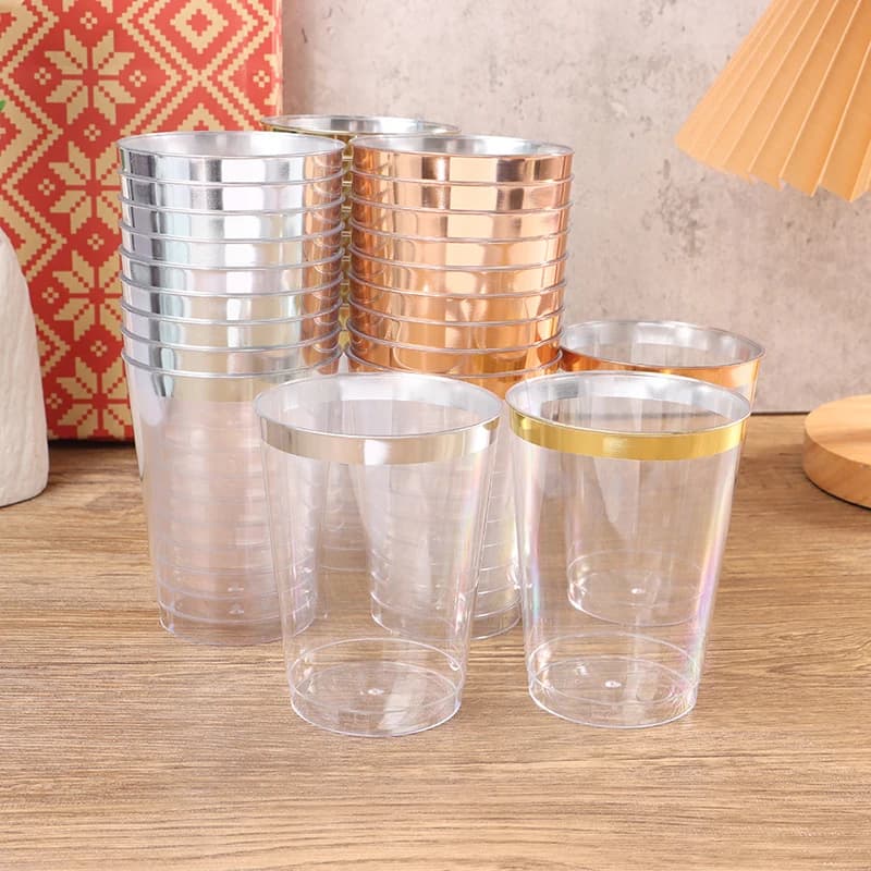 【10 bicchieri dorati usa e getta per vino e dessert, 10oz/300ml, in plastica, per matrimoni e feste】